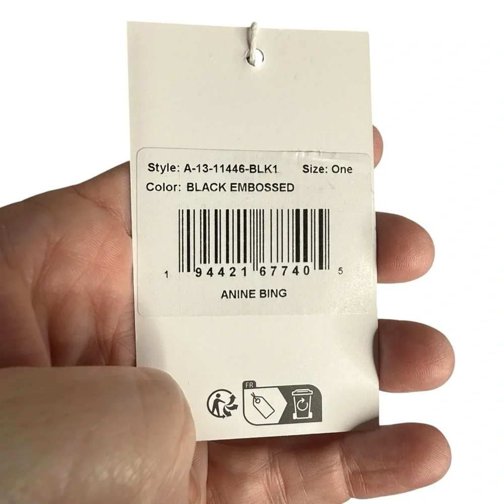 Anine Bing Mini Grace Shoulder Bag in Black Embossed Croc - Picture 13 of 13